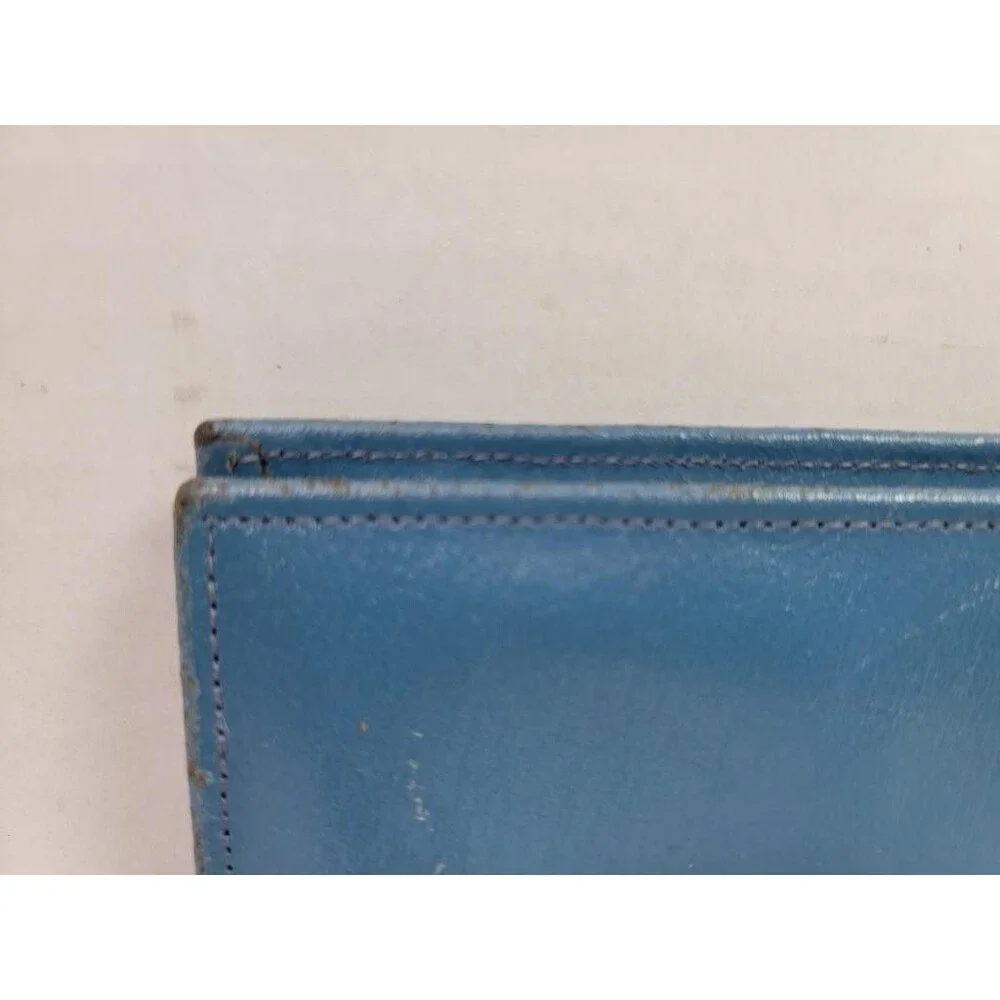 Prince Gardner Vintage Blue Leather Checkbook Wallet Passport Holder Cowhide